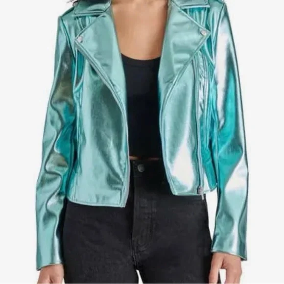Steve Madden Metallic Moto Women's Jacket - Picture 6 of 14